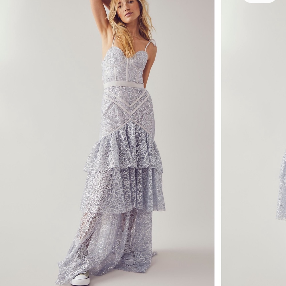 Free People x Alice Mccall Sandstorm Metallic lace mermaid Gown Dress